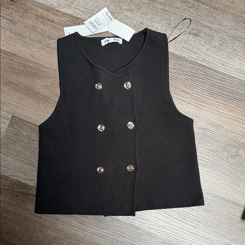 VIGOSS Black Double-Breasted Vest